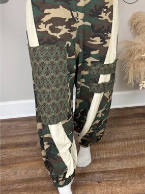 POL Camouflage Cargo Pants with Cream Panels